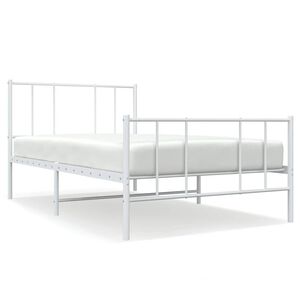 vidaXL Metal Bed Frame without Mattress with Footboard White 100x190cm