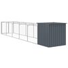 vidaXL Dog House with Run Anthracite 110x609x110 cm Galvanised Steel