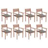 vidaXL Stackable Garden Chairs with Cushions 8 pcs Solid Teak Wood