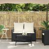 vidaXL Garden Sofa 2-Seater with Cushions&Table Black Poly Rattan