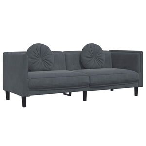 vidaXL Sofa with Cushions 3-Seater Dark Grey Velvet