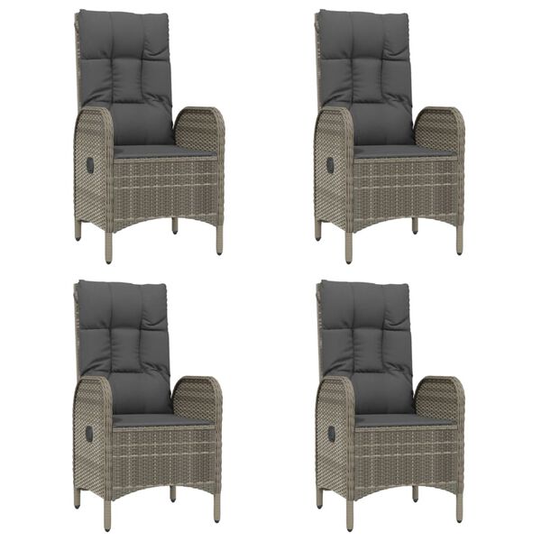 vidaXL 5 Piece Garden Dining Set with Cushions Black and Grey Poly Rattan