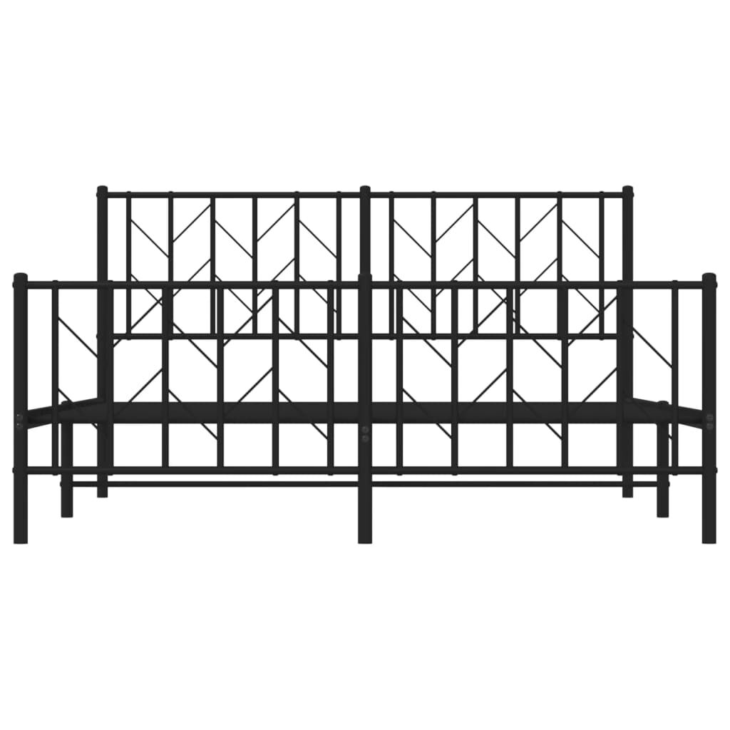 vidaXL Metal Bed Frame without Mattress with Footboard Black 150x200cm
