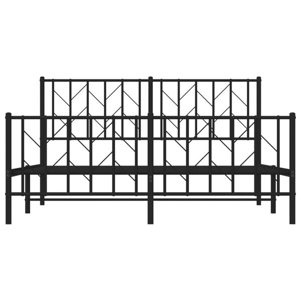 vidaXL Metal Bed Frame without Mattress with Footboard Black 150x200cm
