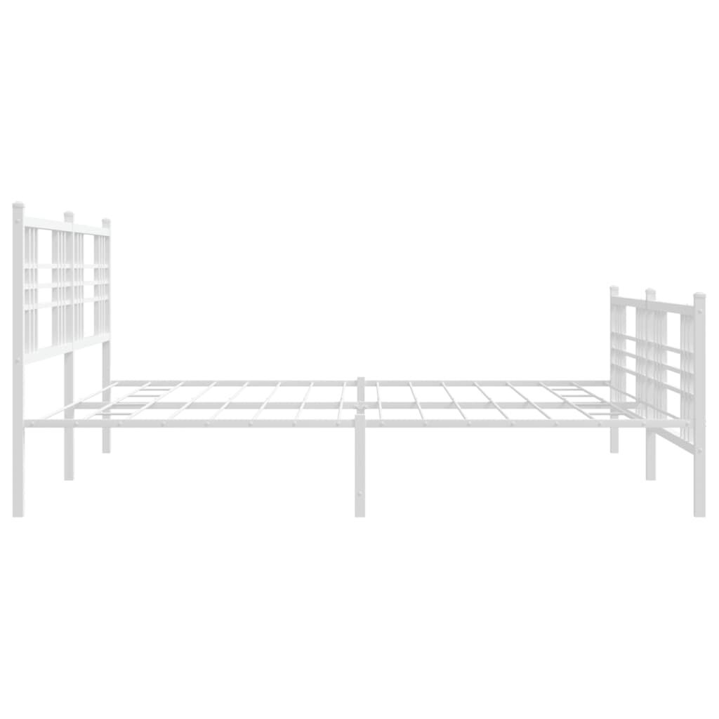 vidaXL Metal Bed Frame without Mattress with Footboard White 193x203cm