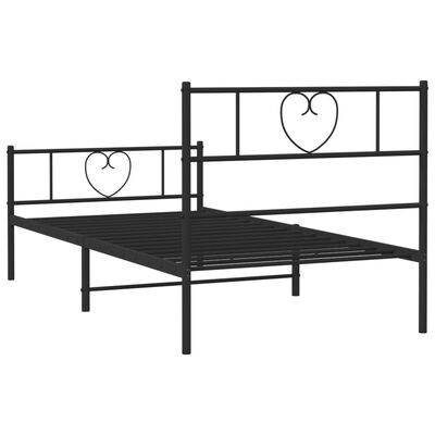 vidaXL Metal Bed Frame without Mattress with Footboard Black 100x200 cm