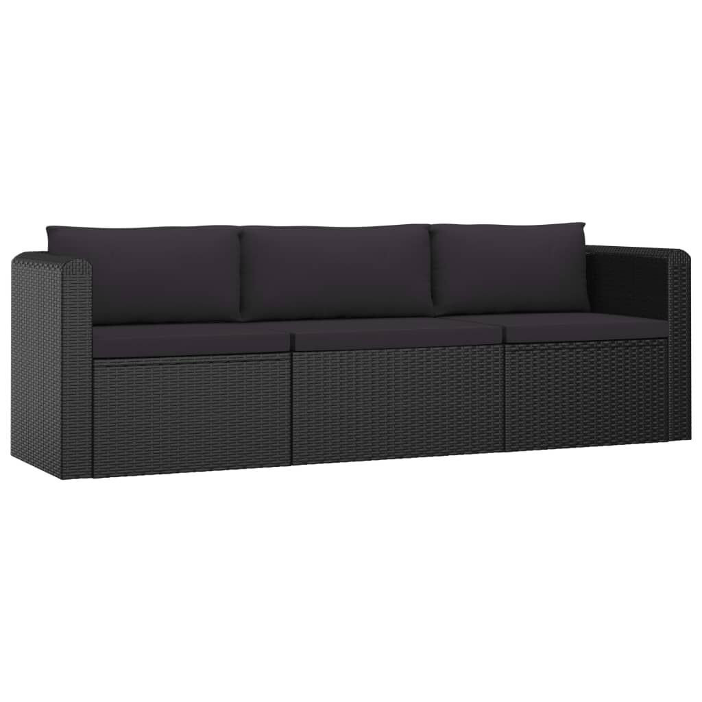 vidaXL 10 Piece Garden Lounge Set with Cushions Poly Rattan Black