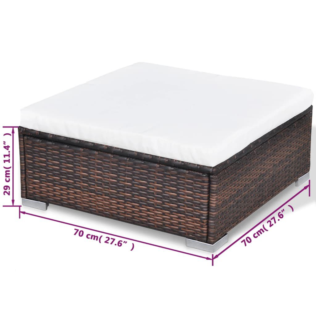 vidaXL 10 Piece Garden Lounge Set with Cushions Poly Rattan Brown