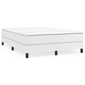 vidaXL Box Spring Bed with Mattress White 152x203 cm Queen Faux Leather