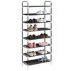 vidaXL Shoe Rack with 8 Shelves Metal and Non-woven Fabric Black