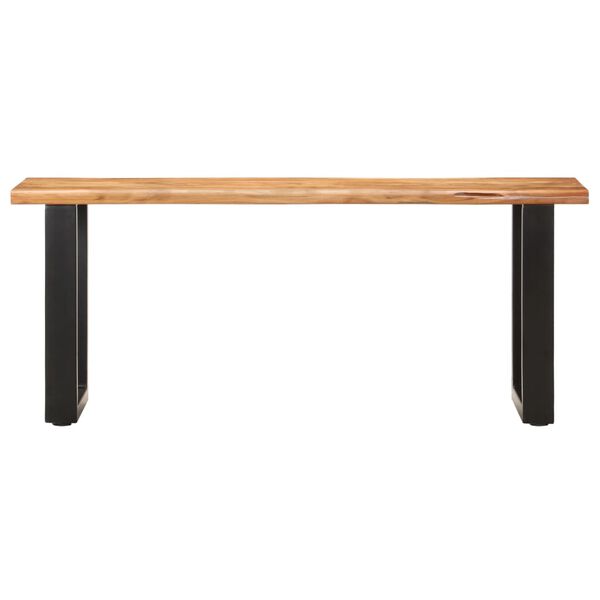 vidaXL Live Edge Bench 110 cm Solid Acacia Wood and Steel
