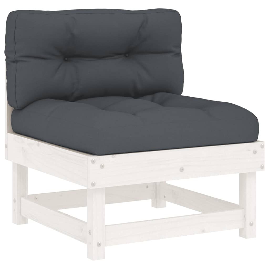 vidaXL 6 Piece Garden Lounge Set with Cushions White Solid Wood