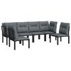 vidaXL 6 Piece Garden Lounge Set Black and Grey Poly Rattan