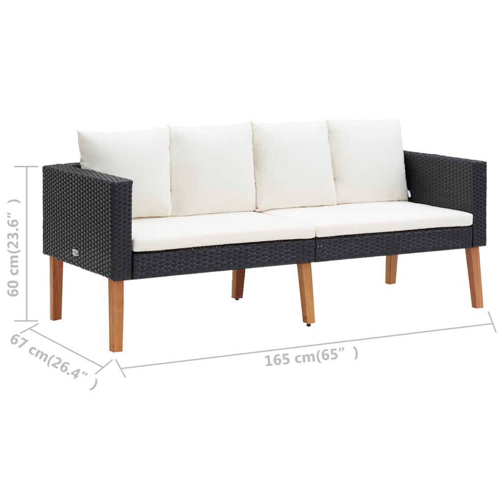 vidaXL 4 Piece Garden Lounge Set with Cushions Poly Rattan Black
