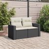vidaXL Garden Sofa with Cushions 2-Seater Black Poly Rattan