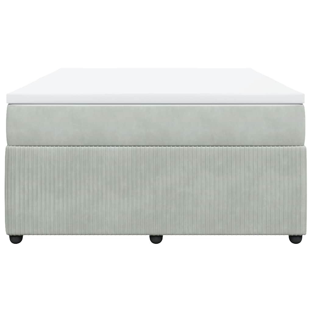 vidaXL Box Spring Bed with Mattress Light Grey Full Velvet