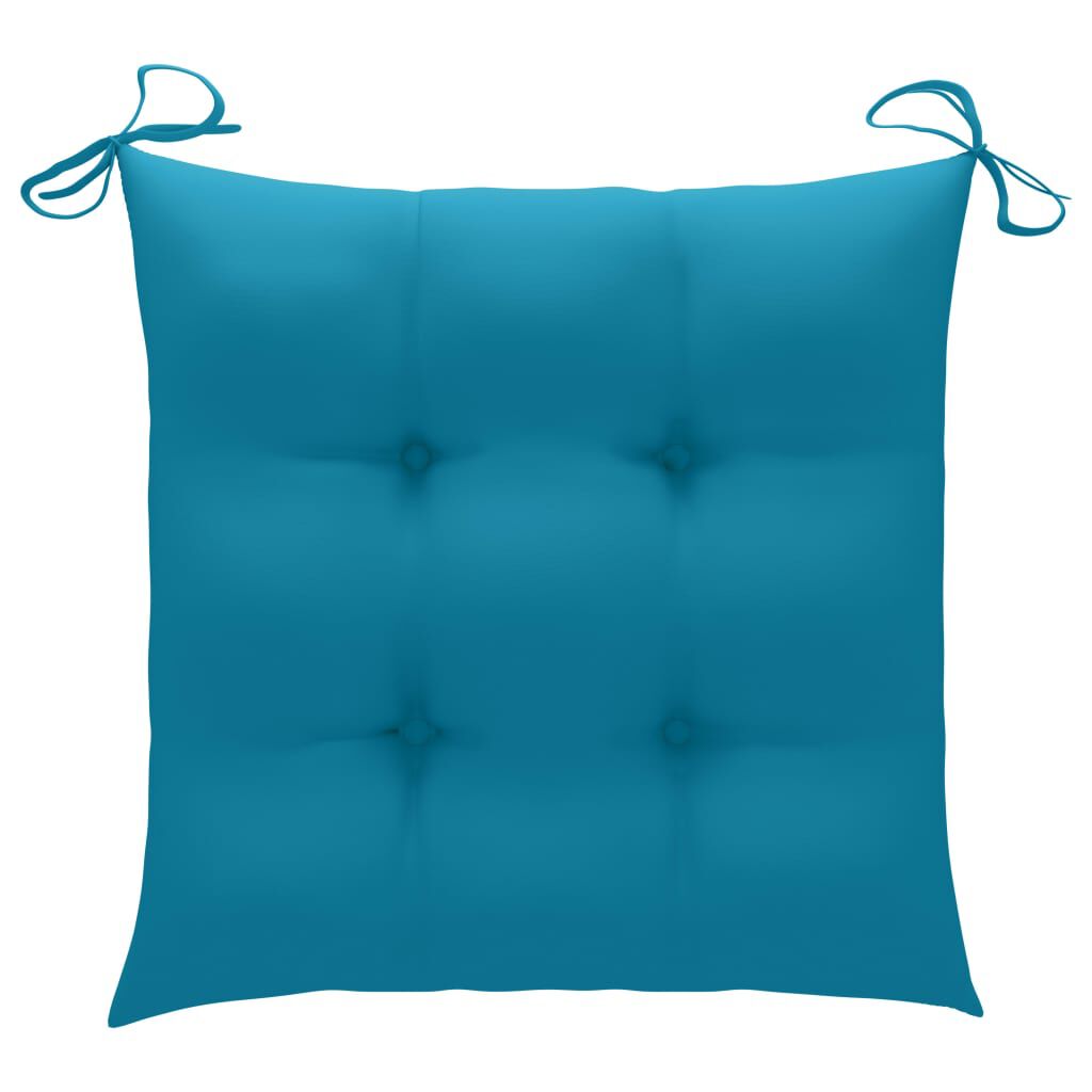 vidaXL Garden Chairs 2 pcs with Light Blue Cushions Solid Teak Wood