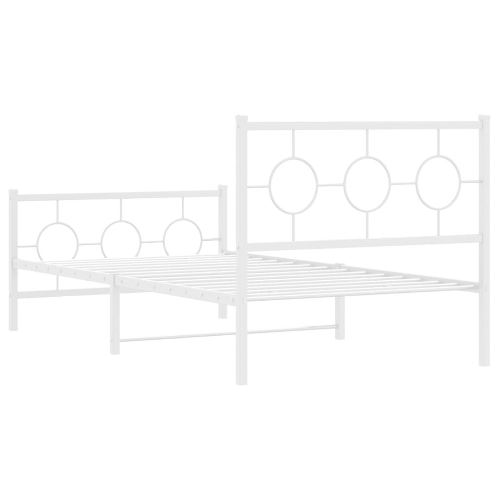vidaXL Metal Bed Frame without Mattress with Footboard White 100x200cm