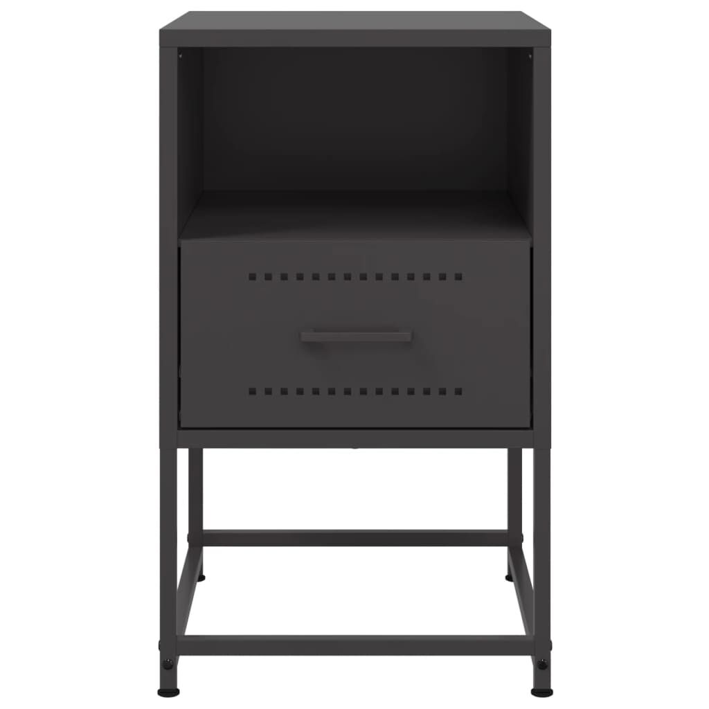 vidaXL Bedside Cabinet Black 36x39x60.5 cm Steel