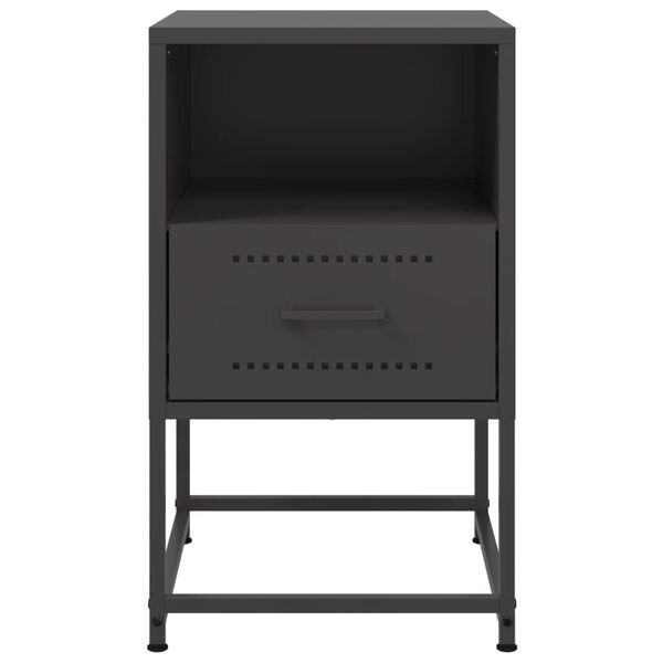 vidaXL Bedside Cabinet Black 36x39x60.5 cm Steel