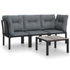 vidaXL 4 Piece Garden Lounge Set Black and Grey Poly Rattan