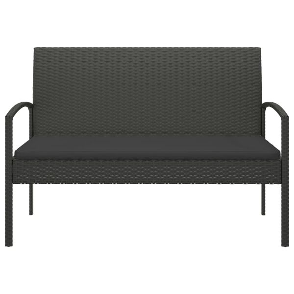 vidaXL Garden Bench with Cushion Black 105 cm Poly Rattan