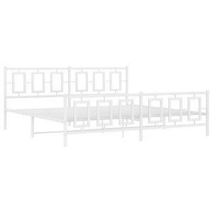 vidaXL Metal Bed Frame without Mattress with Footboard White 193x203cm