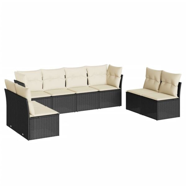 vidaXL 8 Piece Garden Sofa Set with Cushions Black Poly Rattan