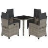 vidaXL 5 Piece Garden Dining Set with Cushions Grey Poly Rattan