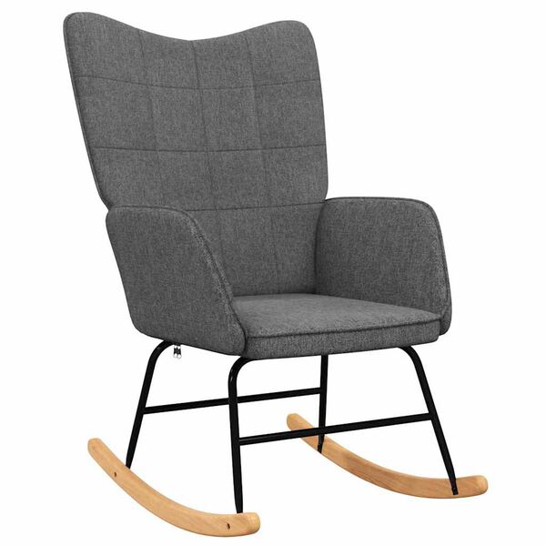 vidaXL Rocking Chair with a Stool Dark Grey Fabric