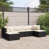 vidaXL 6 Piece Garden Lounge Set with Cushions Black Poly Rattan