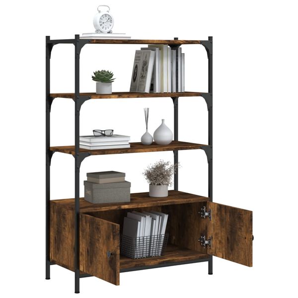 vidaXL Bookcase 3-Tier Smoked Oak 70x30x109.5 cm Engineered Wood