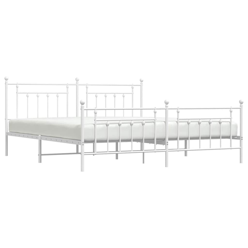 vidaXL Metal Bed Frame without Mattress with Footboard White 193x203cm