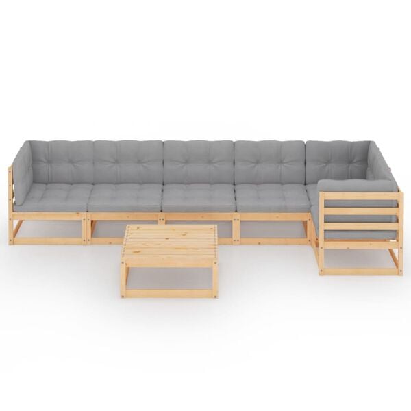 vidaXL 7 Piece Garden Lounge Set with Cushions Solid Pinewood