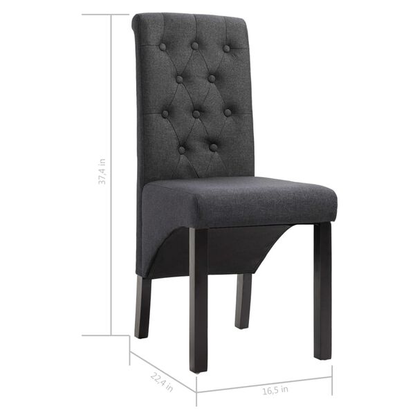 vidaXL Dining Chairs 2 pcs Dark Gray Fabric