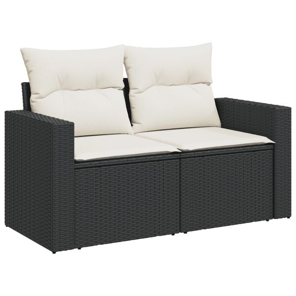 vidaXL 5 Piece Garden Sofa Set with Cushions Black Poly Rattan