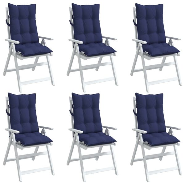 vidaXL Highback Chair Cushions 6 pcs Navy Blue Oxford Fabric