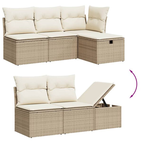 vidaXL 6 Piece Garden Sofa Set with Cushions Beige Poly Rattan