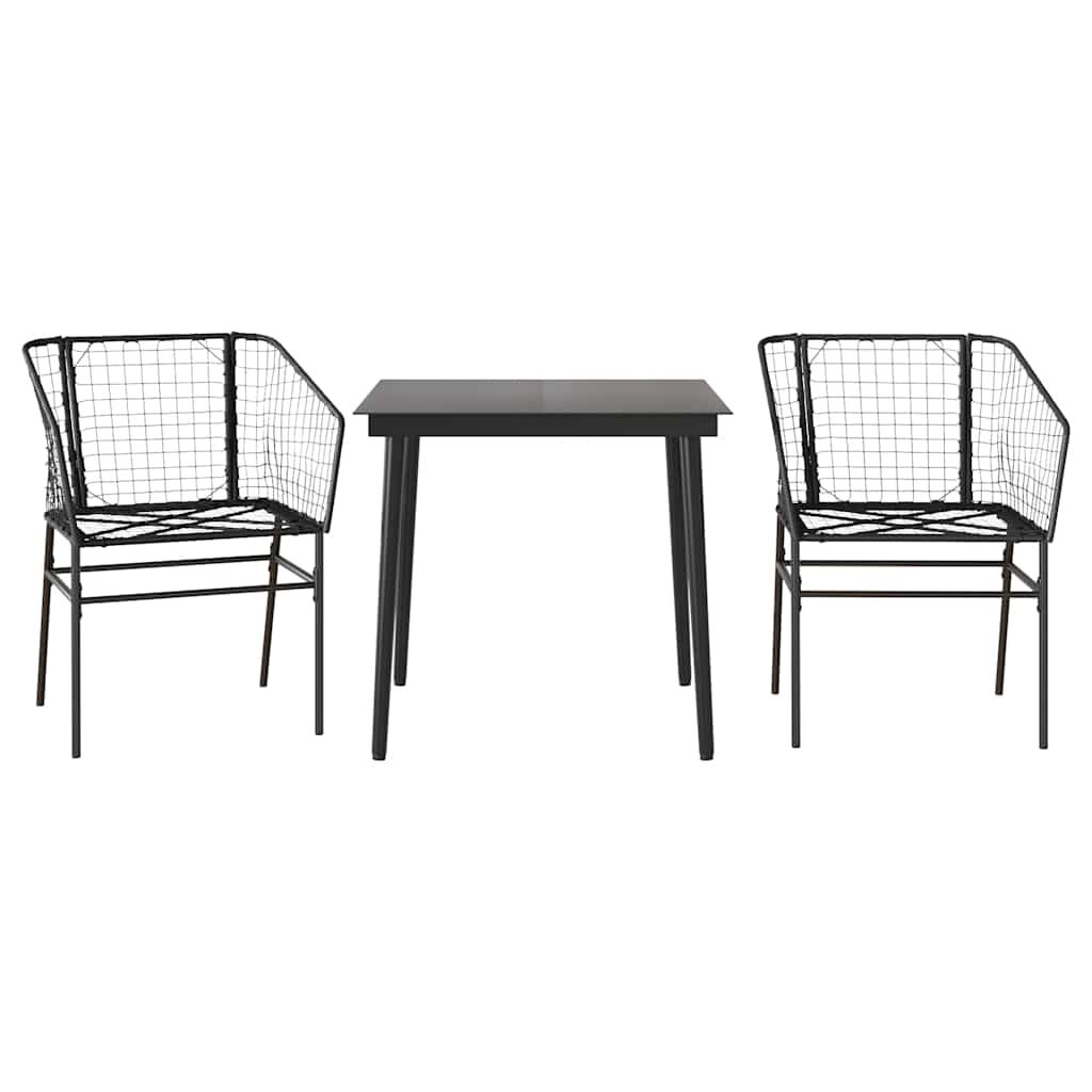 vidaXL 3 Piece Garden Dining Set Brown Poly Rattan Glass