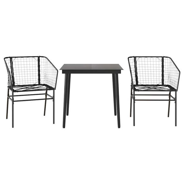 vidaXL 3 Piece Garden Dining Set Brown Poly Rattan Glass