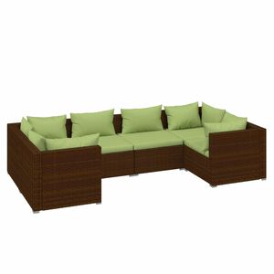 vidaXL 6 Piece Garden Lounge Set with Cushions Poly Rattan Brown