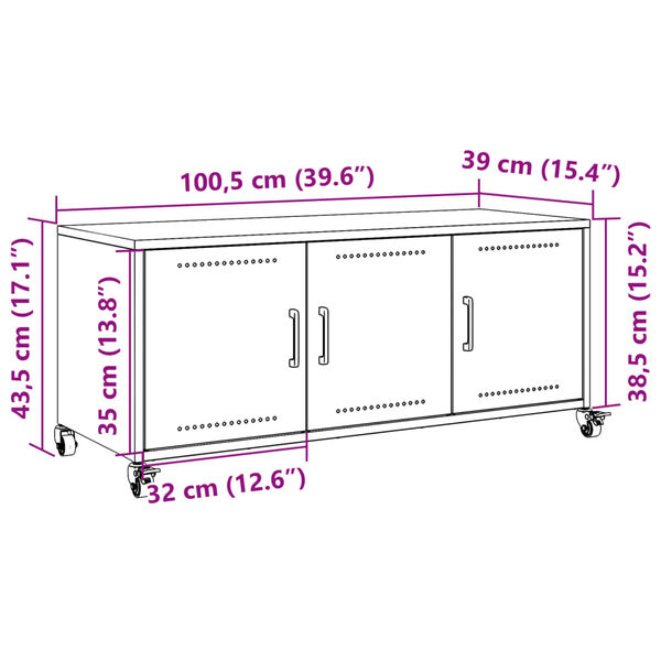 vidaXL TV Cabinet Black 100.5x39x43.5 cm Steel