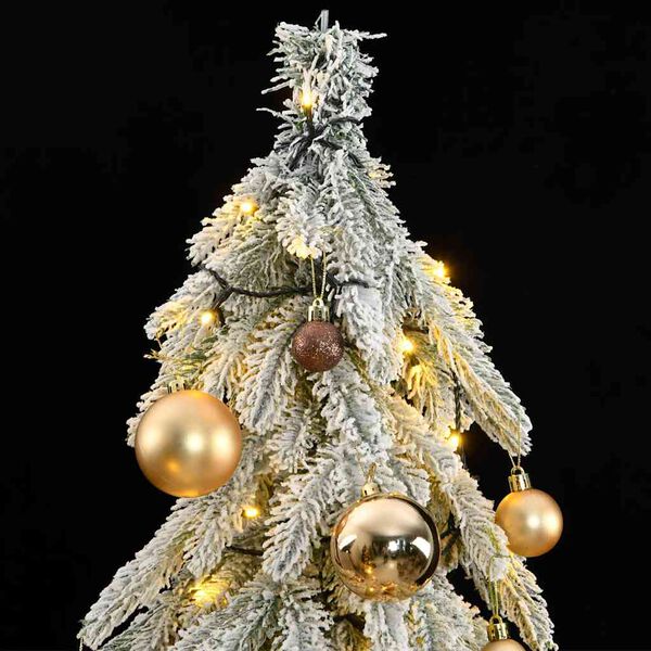 vidaXL Artificial Christmas Tree 300 LEDs&Ball Set&Flocked Snow 180 cm