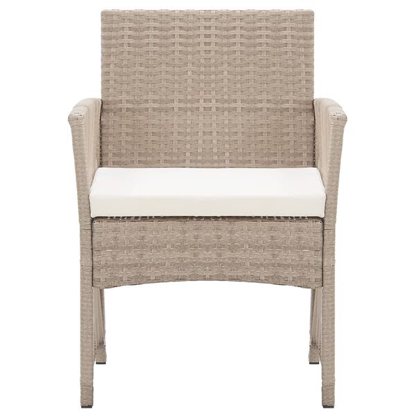 vidaXL Garden Armchairs with Cushions 2 pcs Beige Poly Rattan