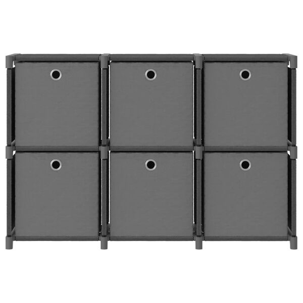 vidaXL 6-Cube Display Shelf with Boxes Grey 103x30x72.5 cm Fabric