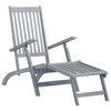vidaXL Outdoor Deck Chair with Footrest and Cushion Solid Acacia Wood