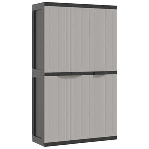 vidaXL Outdoor Storage Cabinet Grey and Black 97x37x165 cm PP