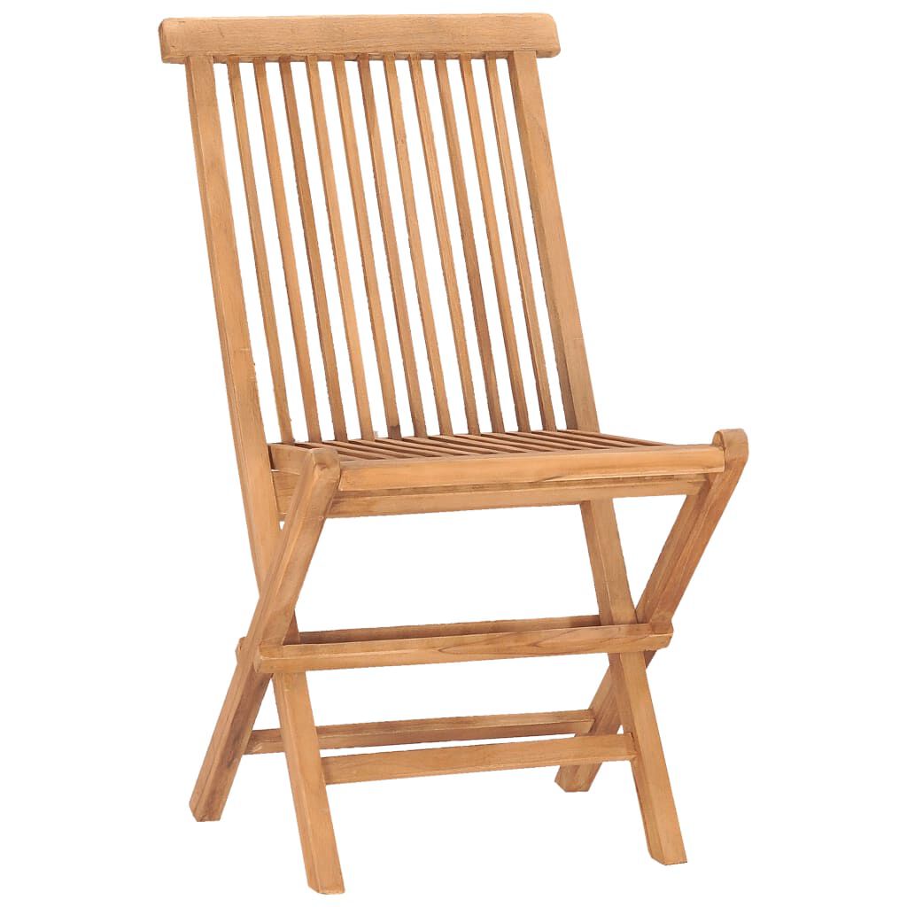 vidaXL 3 Piece Folding Outdoor Dining Set with Cushion Solid Teak Wood