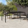 vidaXL Garden Table Brown 250x100x75 cm Tempered Glass and Poly Rattan