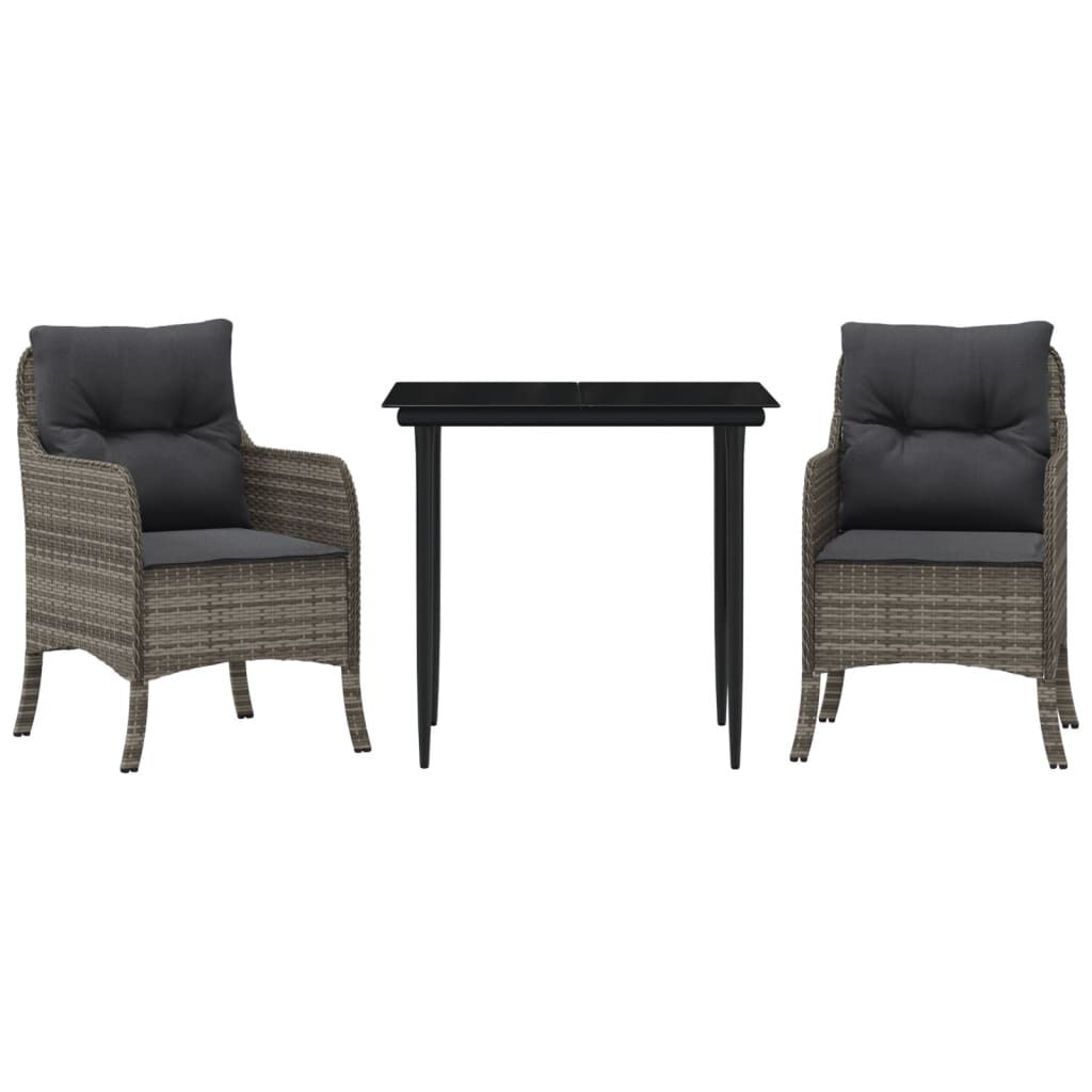vidaXL 5 Piece Garden Dining Set with Cushions Grey Poly Rattan